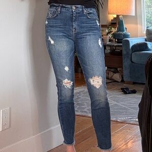 7 For All Mankind High Waist Distressed Skinny Jeans